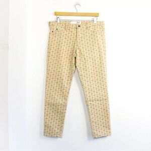 NWOT Joe Fresh ankle slim coupe printed jeans Patel yellow beige bohemian light